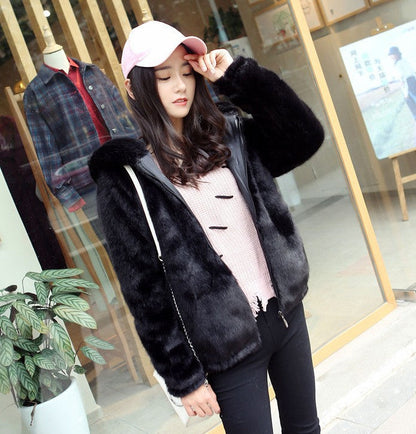 Women’s faux fur mink coat in a soft, textured design