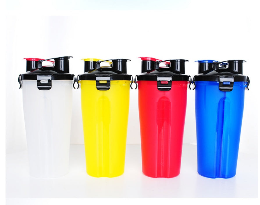 2-in-1 portable pet water bottle dispenser with silicone bowl for dogs and cats