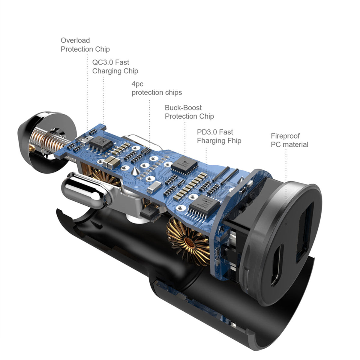 83W car charger by My Store, compact black charger with USB ports for vehicle power supply