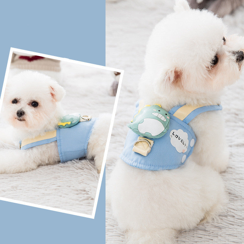 Cute pet dog harness and leash set in a comfortable, adjustable design