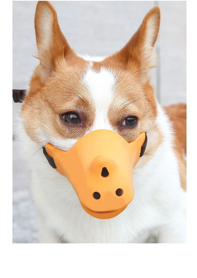 Rhino shape adjustable pure silicone dog muzzle in a durable, flexible design