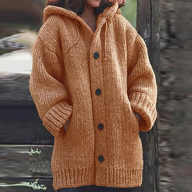 Warm sweater coat in soft knit fabric with long sleeves and a cozy, relaxed fit