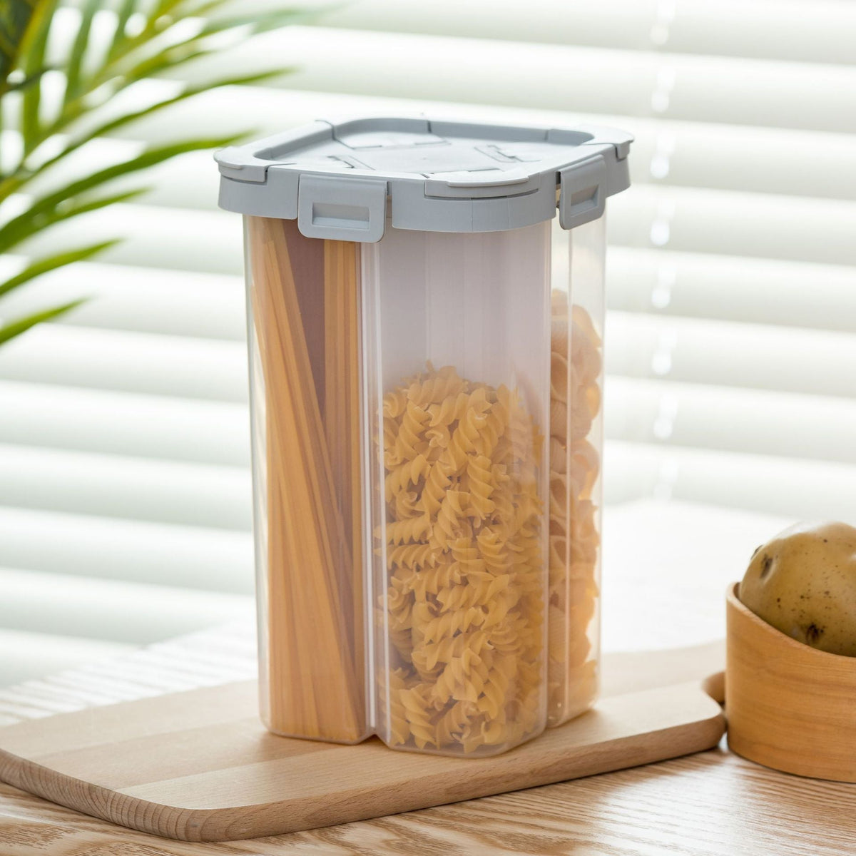 Whole grain storage box with secure lid for organized pantry storage