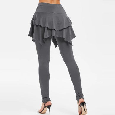 Tiered ruffle skirted legging with layered skirt detail and fitted leggings underneath