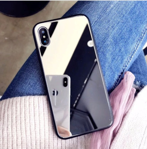 iPhone X mirror phone case with makeup mirror, compatible with iPhone 7/8 Plus, glass finish