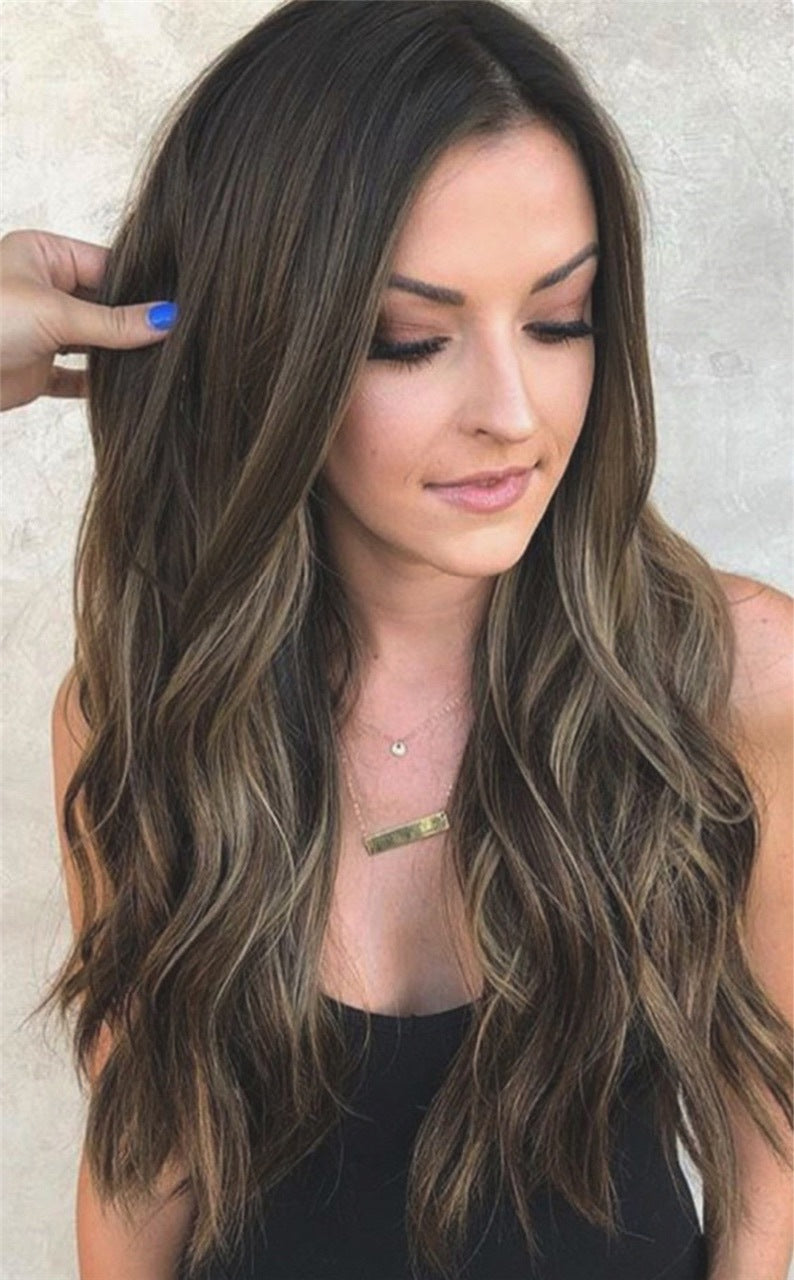 Ladies big wavy long curly hair wig in a voluminous, flowing style