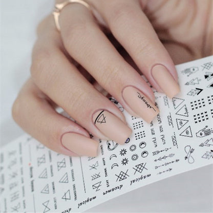 Geometric DIY art nail polish stickers in assorted patterns for creative manicure designs