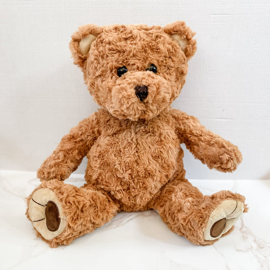 Toffee Blessing Bear prayer bear by The Graceful Goose, soft plush with embroidered face and prayer hands, suitable for comfort and gifting.