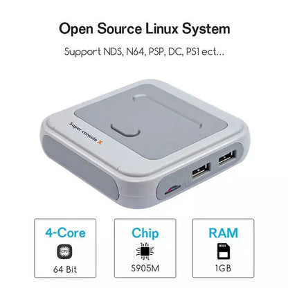 Portable HD wireless game emulator arcade host with handheld console and built-in game controls