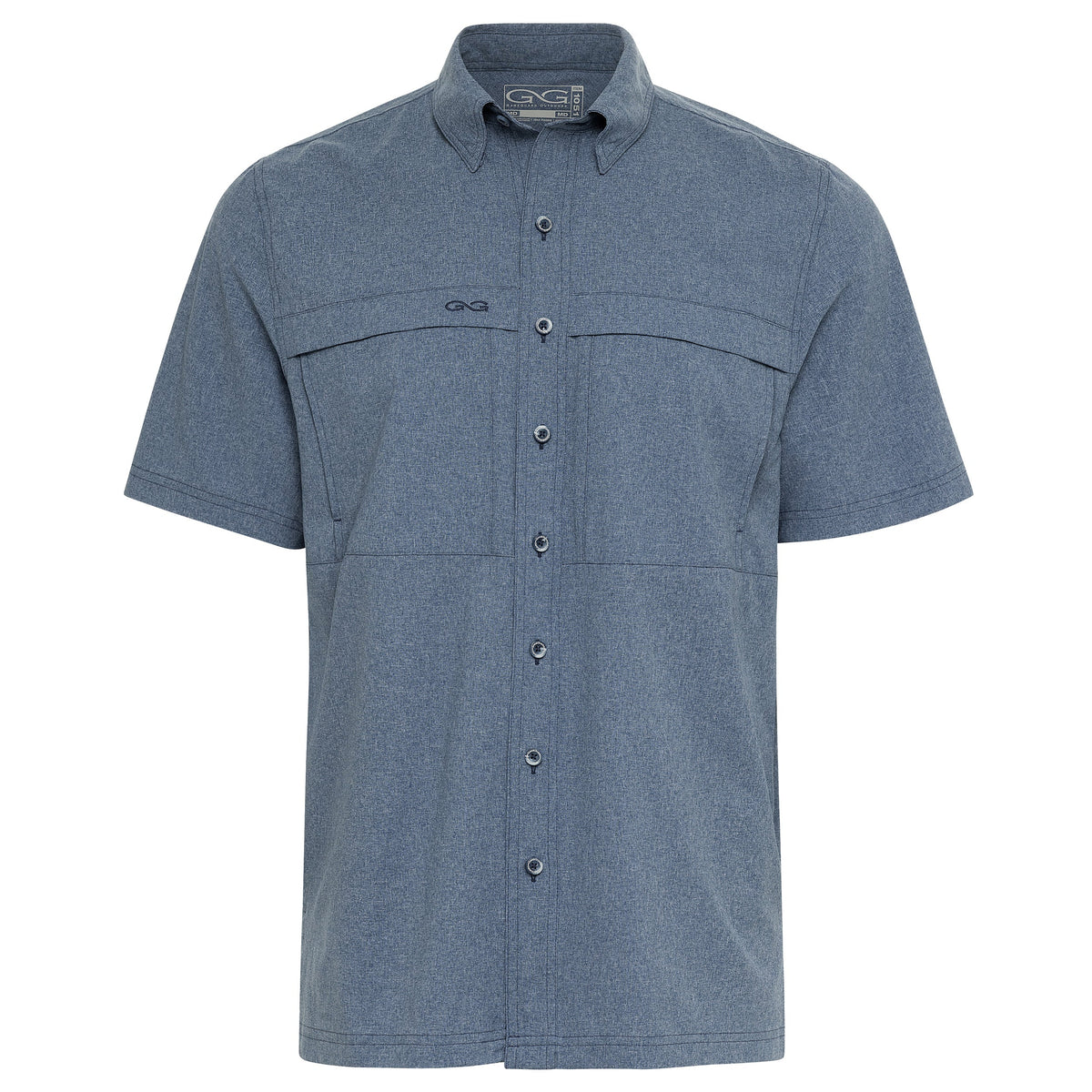 GameGuard Deep Water MicroTek Shirt showing a lightweight, breathable fabric in deep water blue with a subtle MicroTek pattern.