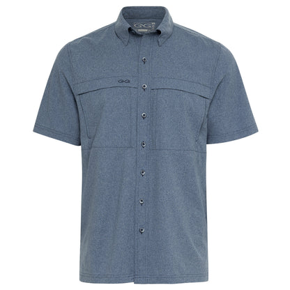 GameGuard Deep Water MicroTek Shirt showing a lightweight, breathable fabric in deep water blue with a subtle MicroTek pattern.