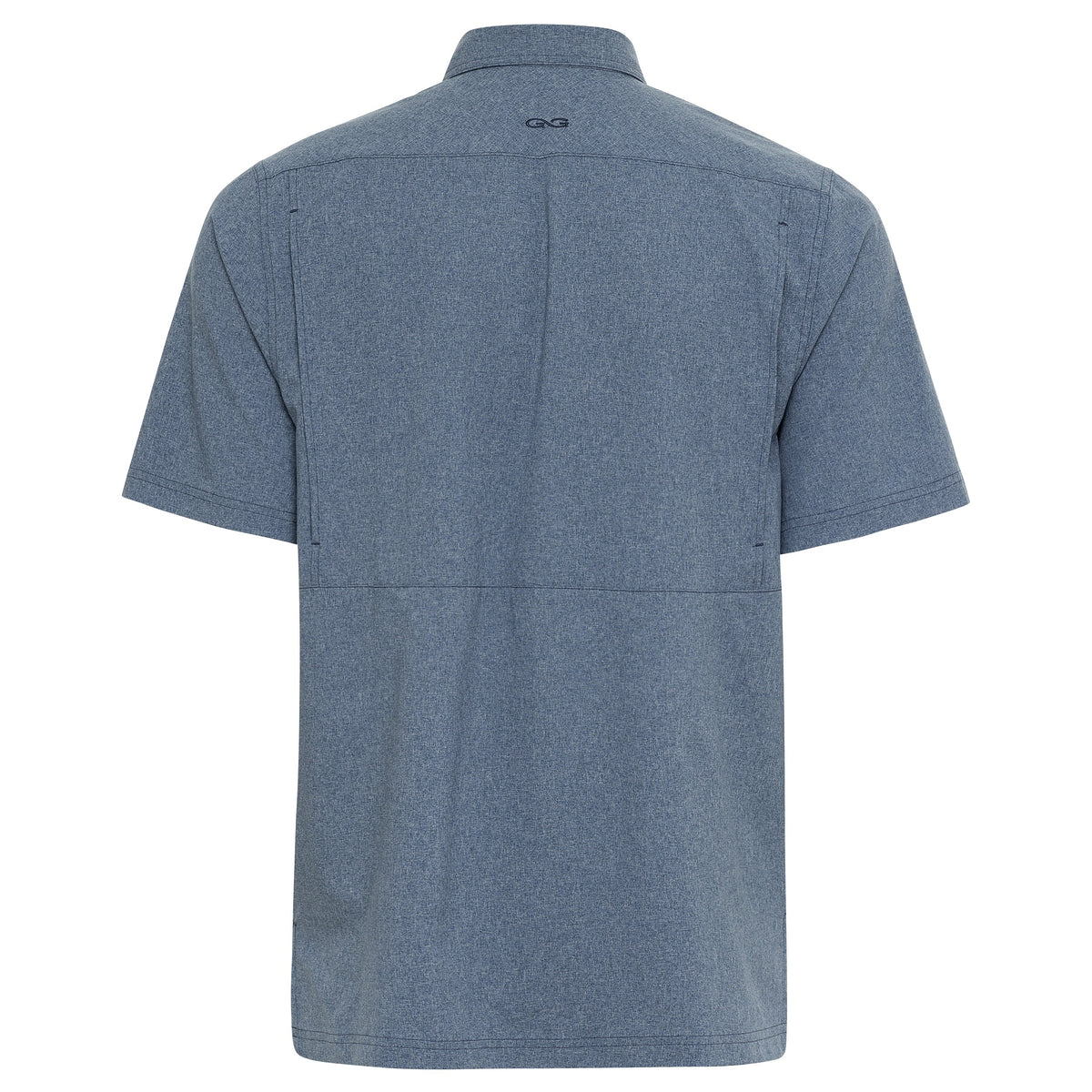 Deep Water MicroTek Shirt by GameGuard, close-up of the blue moisture-wicking MicroTek shirt with textured fabric.