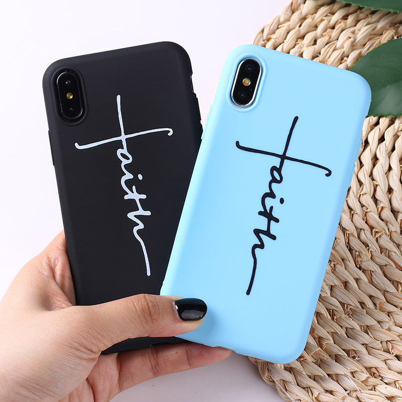 Cross phone case compatible with Apple devices, featuring a cross design in a protective cover