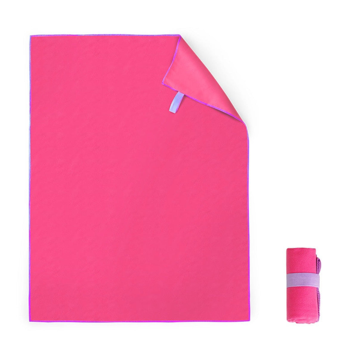 Microfiber double-sided fleece quick-drying portable swimming towel with strap-folded view