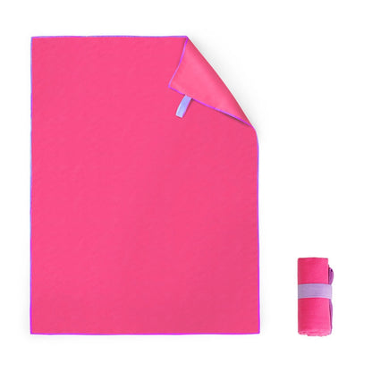 Microfiber double-sided fleece quick-drying portable swimming towel with strap-folded view