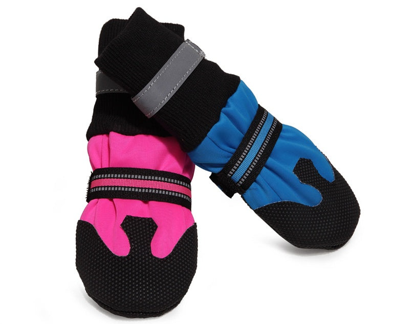 Waterproof dog boots for large and medium dogs, protective paw footwear shown together