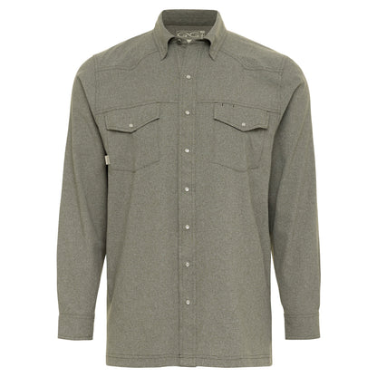 GameGuard Agave Pearl Snap Shirt with long sleeves, featuring pearl snap buttons and a classic plaid pattern.