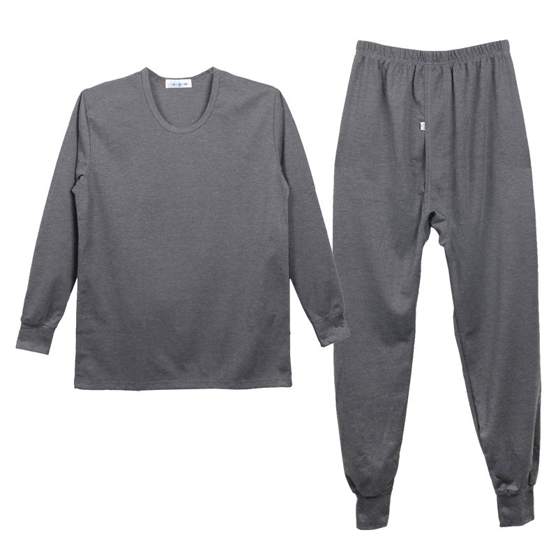 Men's long Johns suit in a full-body view, featuring a one-piece design with long sleeves and legs