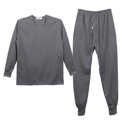 Men's long Johns suit in a full-body view, featuring a one-piece design with long sleeves and legs