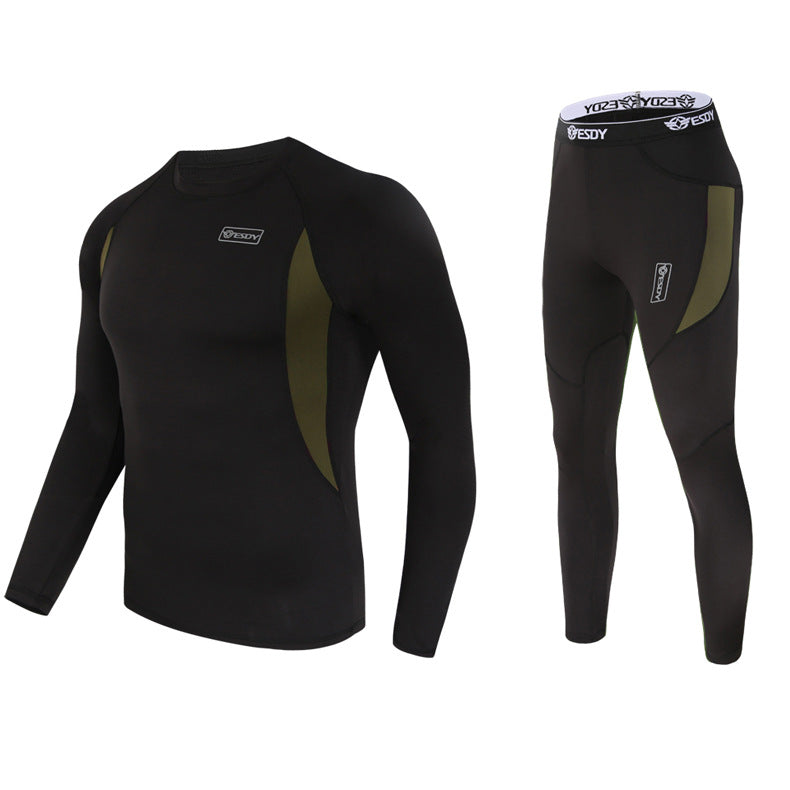 Tactical cycling sports underwear set in black, designed for active wear