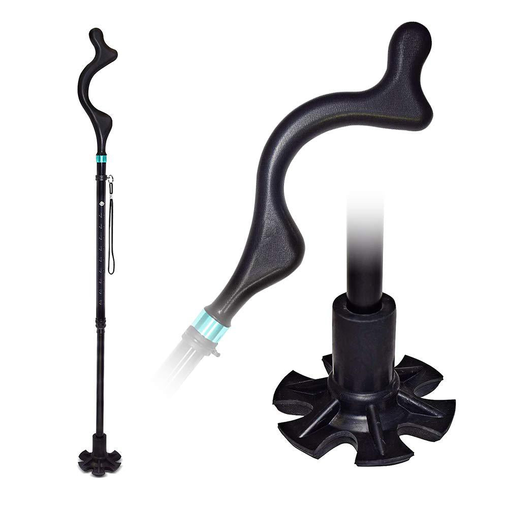 Collapsible posture walking cane with ergonomic handle and adjustable design; type 0 from My Store