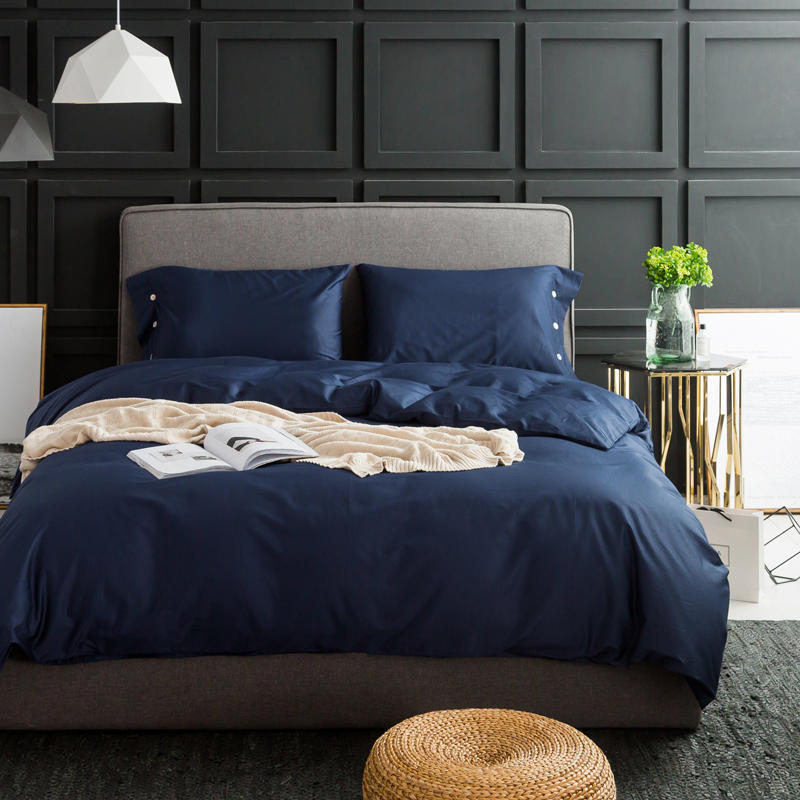 Solid-color long-staple cotton four-piece bedding set in 60s satin weave by My Store