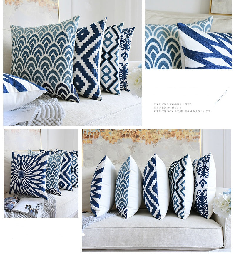 Classical embroidered home pillow cover without core, featuring decorative stitched design