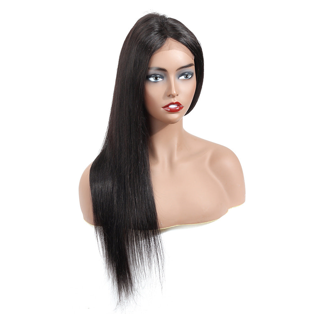 Lace real human hair wig headgear displayed on a mannequin head