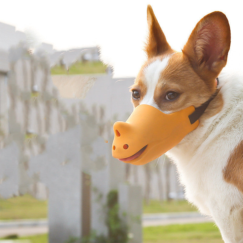 Rhino-shaped adjustable pure silicone dog muzzle in a durable, flexible design