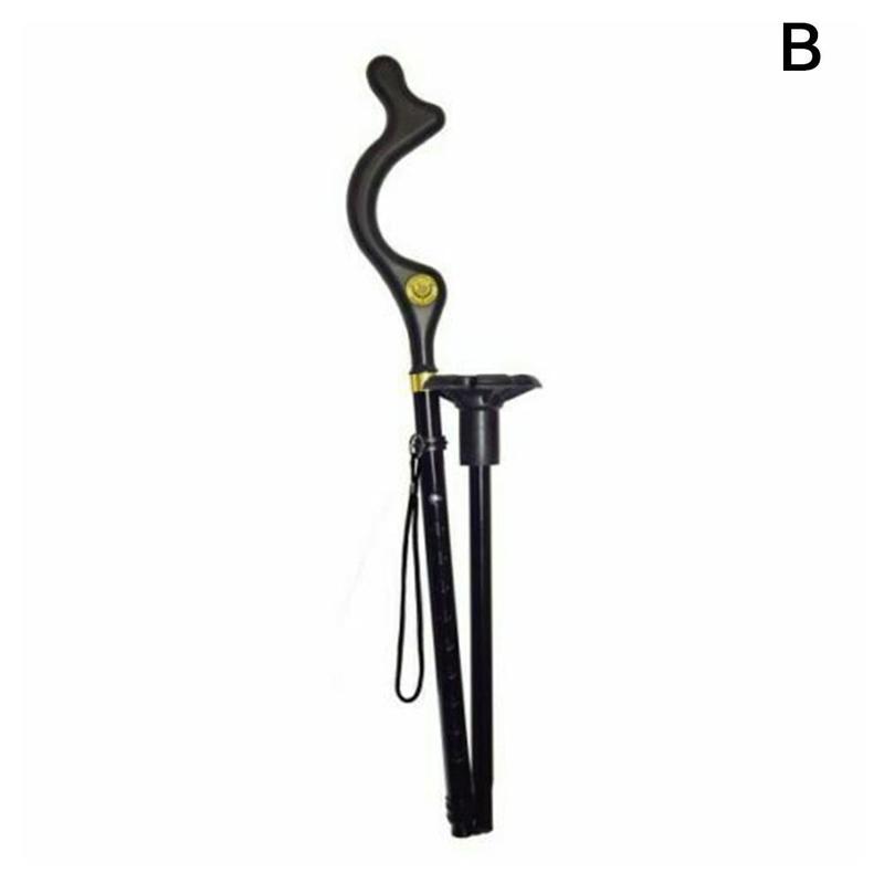 Collapsible posture walking cane shown folded, with compact design and ergonomic handle