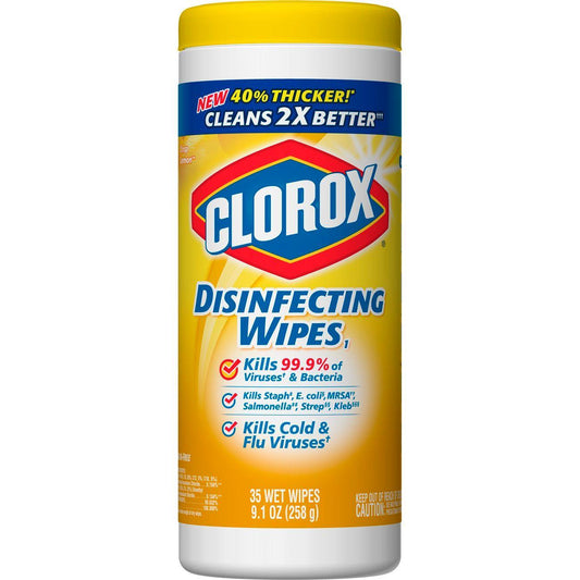 Saxophone care kit with Clorox disinfecting wipes in crisp lemon scent, 35 wipes per canister, for cleaning and disinfecting musical instruments