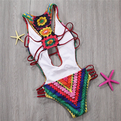 Printed women's one-piece bikini swimsuit by My Store with colorful all-over pattern and flattering fit