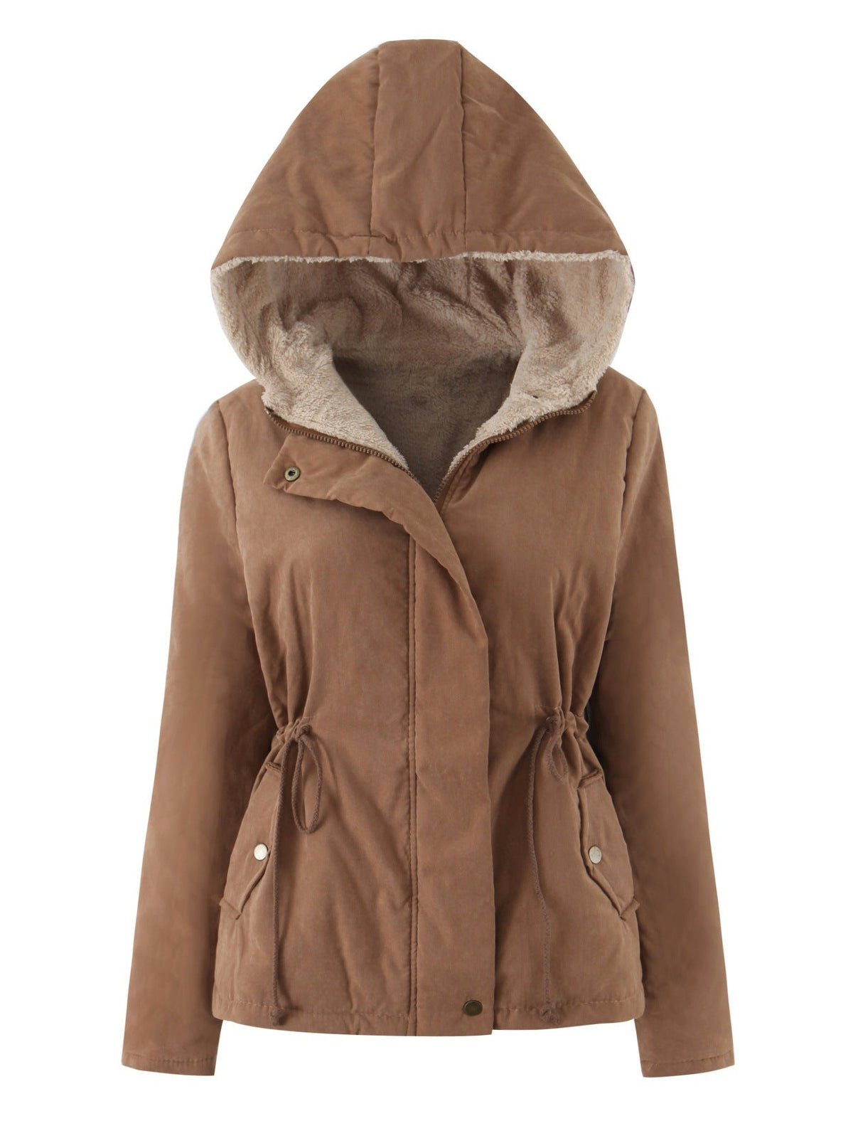 Women’s warm hooded cotton-padded coat in a cozy quilted design 恒一