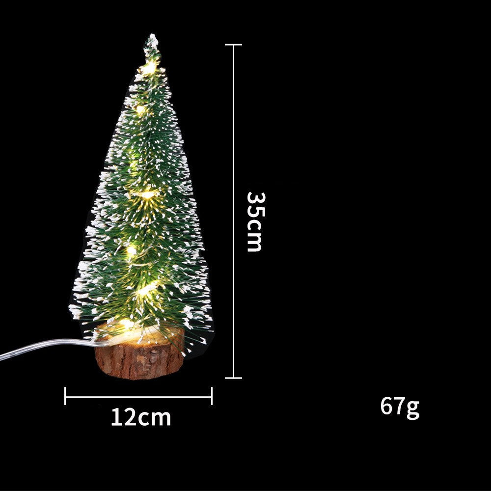 Mini Christmas tree with Christmas decorations and LED lights by My Store