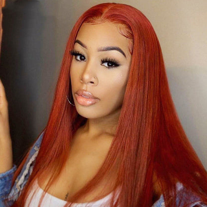 Dark orange straight headgear wig displayed on a plain background