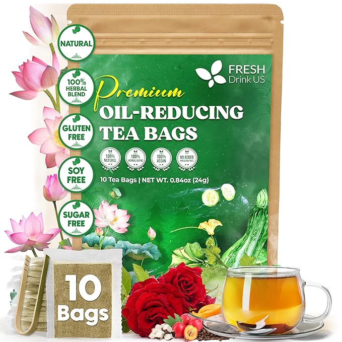 Oil Reducing Tea, Oil Cleansing for Liver, 10 Herbal Ingredients, Traditional Recipe Tea for Liver, 100% Natural, Easy Brewing, Steep Repeatedly (Tea Bags/ Tea Packs)