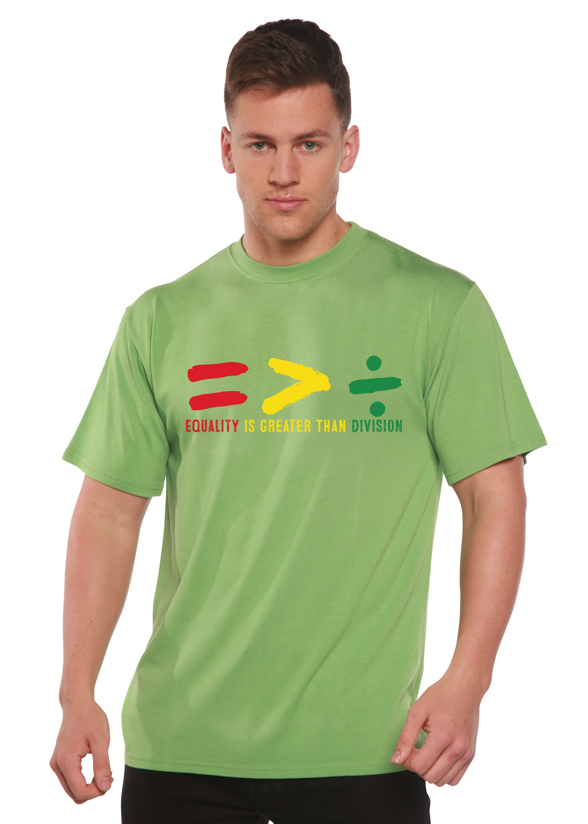 Unisex black Bamboo/Cotton graphic T-shirt featuring Black History Month design, men's printed tee by Spun Bamboo.