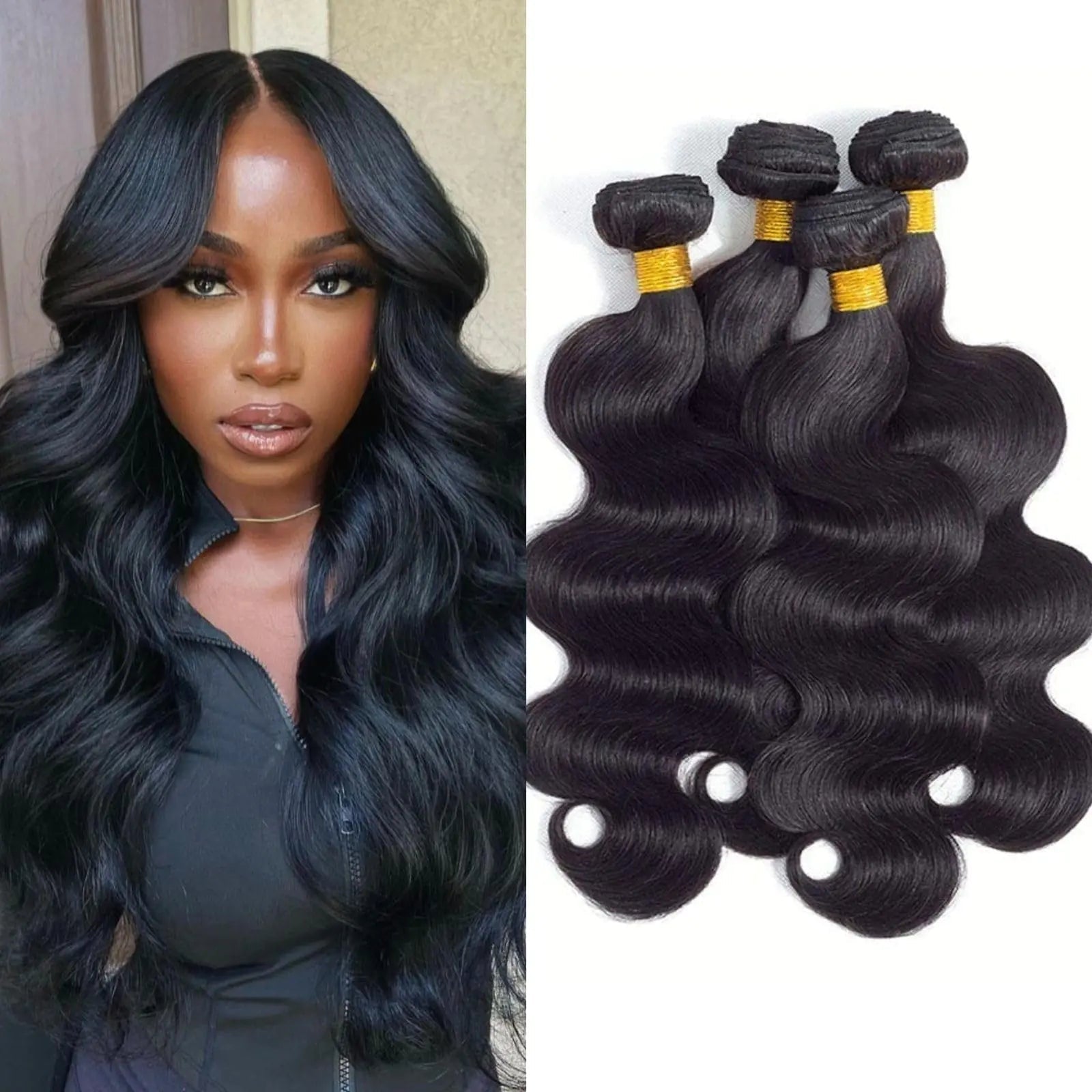 10A Human Hair Bundles Body Wave Bundles Human Hair 18 20 22 24 Inch 4 Bundles Human Hair 100% Unprocessed Brazilian Virgin Hair Deals Weave Bundles Human Hair Extension Natural color.