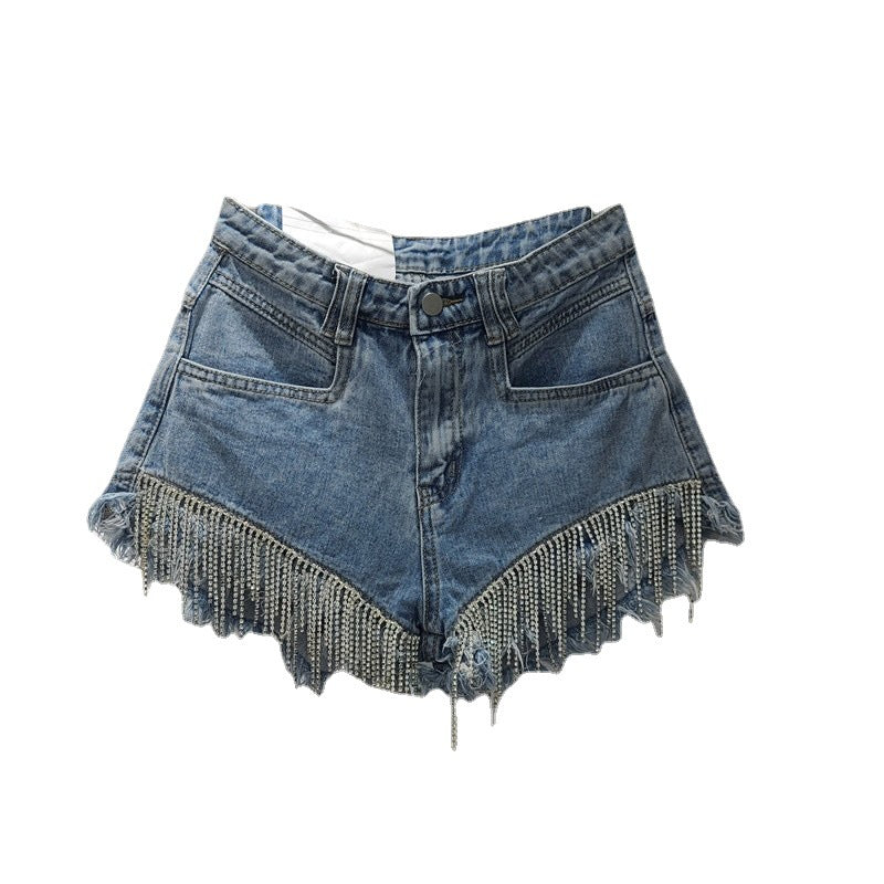 BackupMyFilesNow® 2023 summer high-waisted ripped denim shorts for women, showing distressed front design and fit.