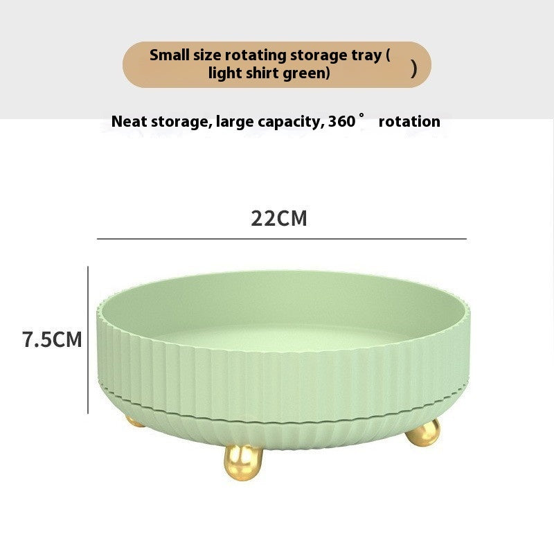 Plastic cosmetics rotating storage box with multiple compartments for organizing makeup and beauty products