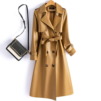 Womens New-style Fashionable Slimming Sheepskin Trench Coat