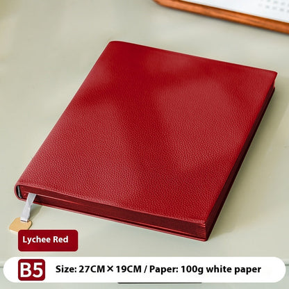 Litchi pattern soft leather covered notebook with textured cover