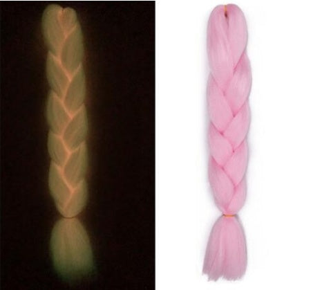 Star Fashion luminous braid hair extension, glowing braided strands displayed clearly