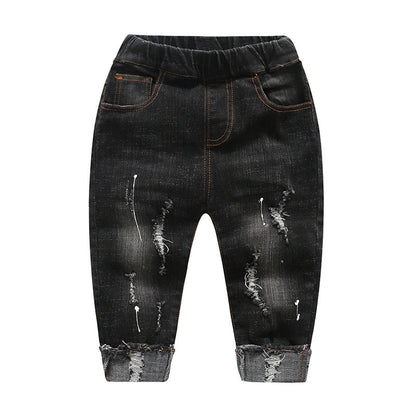 Boys' ripped denim pants, children's jeans with distressed details by My Store