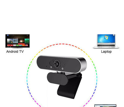 HD 1080p computer video camera by My Store, compact webcam with built-in lens for video calls
