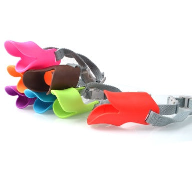 Silicone dog duckbill cover, close-up view in clear flexible material
