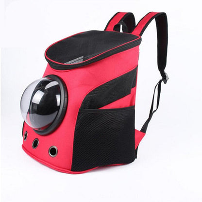 Cat&Dog astronaut capsule backpack with space-themed design and transparent pet window
