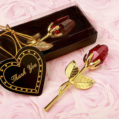 Crystal golden rose flower Valentine's Day gift displayed with sparkling petals and elegant finish