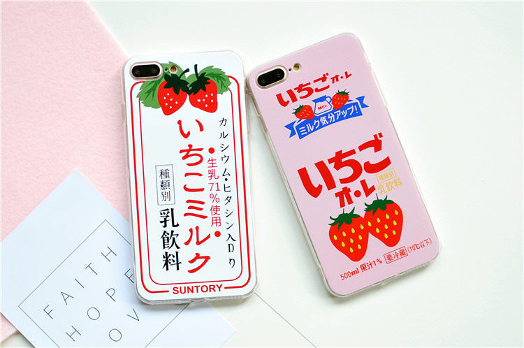 Strawberry phone case with vibrant red berry design and green leaves%timeout