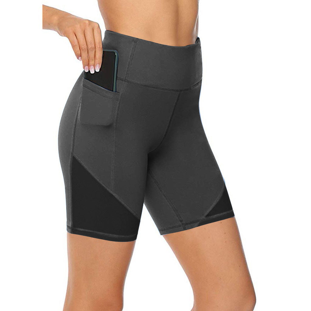 Stitching fitness five-point shorts by My Store, athletic knee-length design with visible seam details